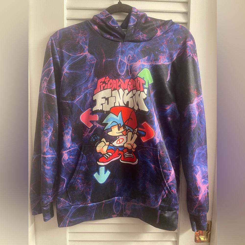 Friday Night Funkin' Graphic Hoodie Size Small Missing hood string